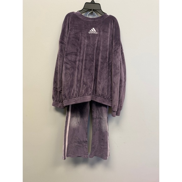 adidas Other - Adidas Kids Purple Velour Tracksuit Set Pullover Sweatshirt Pants Size 5